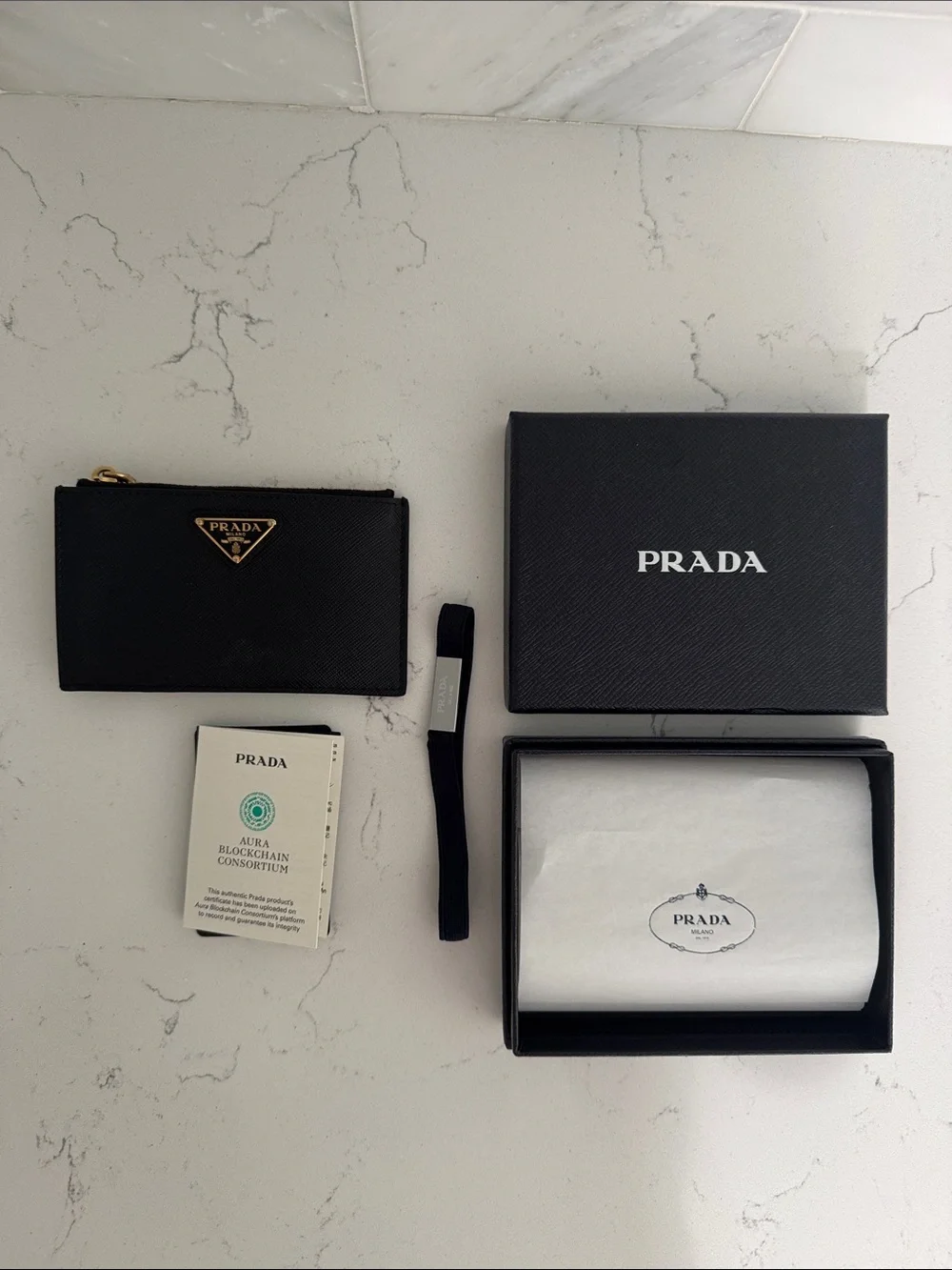 Prada Black Saffiano Leather Card Holder - Picture 2 of 13